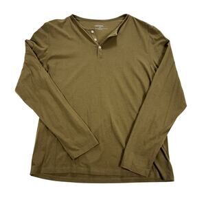 UNTUCKit Marastina EcoSoft Henley Shirt Mens L Olive Green Long Sleeve Soft Knit